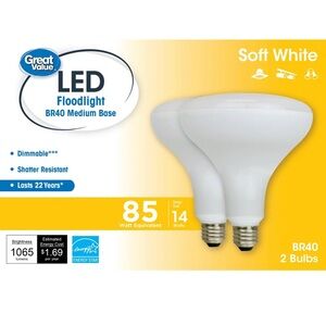 2 New 12-Packs Great Value LED Soft White 60 Watt Equivalent Light Bulbs